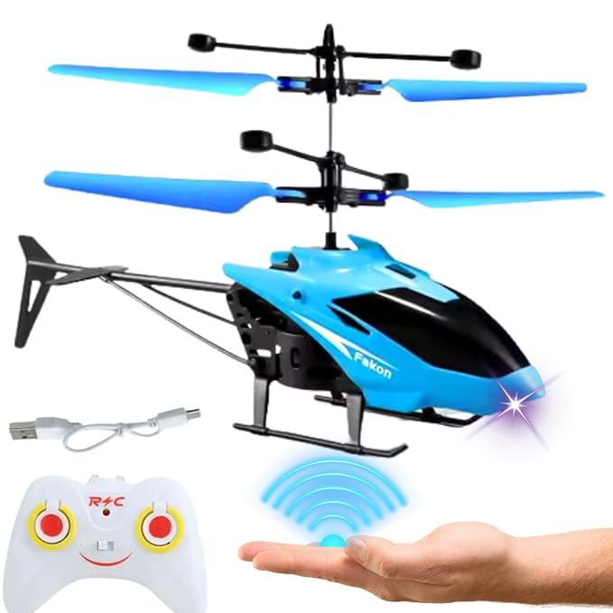 Remote Control Flying Blue Helicopter With Usb Chargeable Cable For Boys And Girls